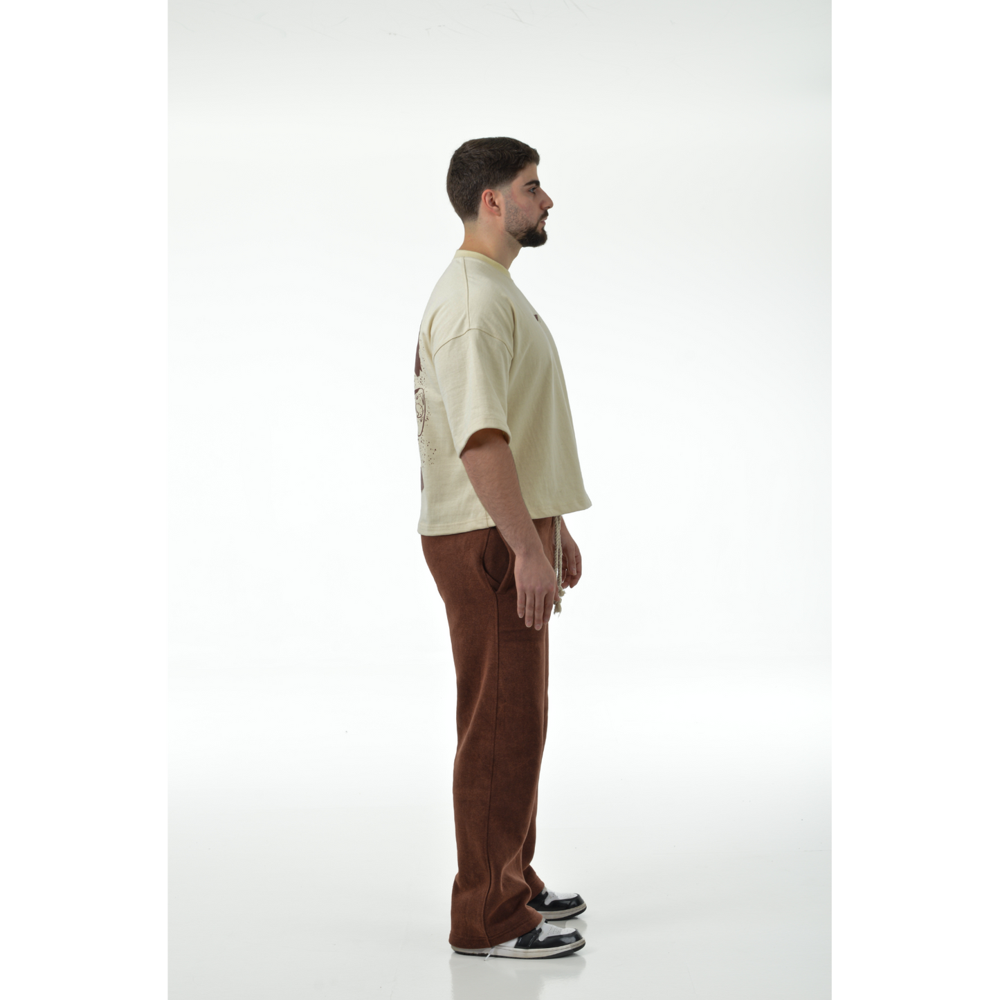 Oversized Boxy Tee “SHAPESHIFTERS” “CREME & BROWN”