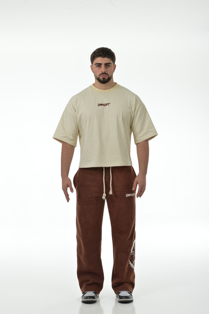 Oversized Boxy Tee “SHAPESHIFTERS” “CREME & BROWN”