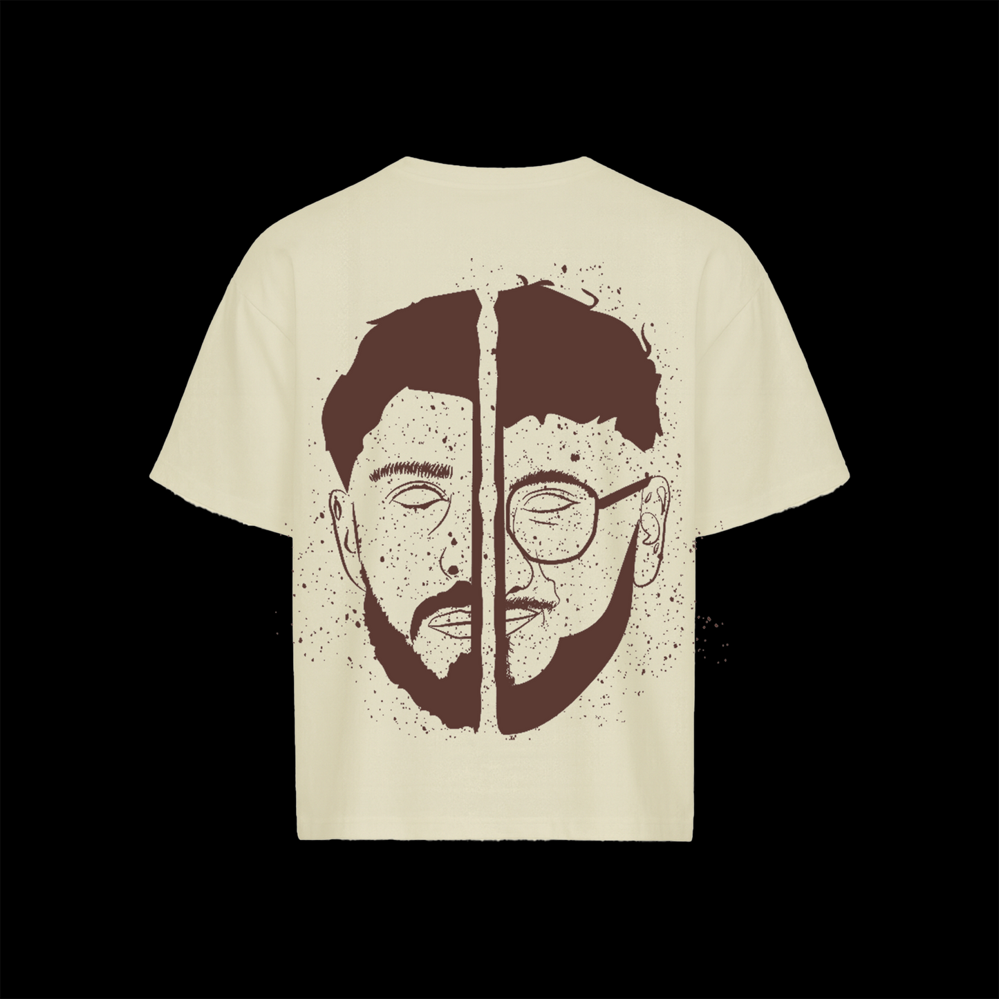 Oversized Boxy Tee “SHAPESHIFTERS” “CREME & BROWN”
