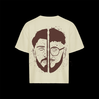Oversized Boxy Tee “SHAPESHIFTERS” “CREME & BROWN”