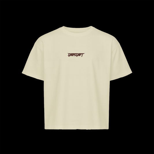 Oversized Boxy Tee “SHAPESHIFTERS” “CREME & BROWN”