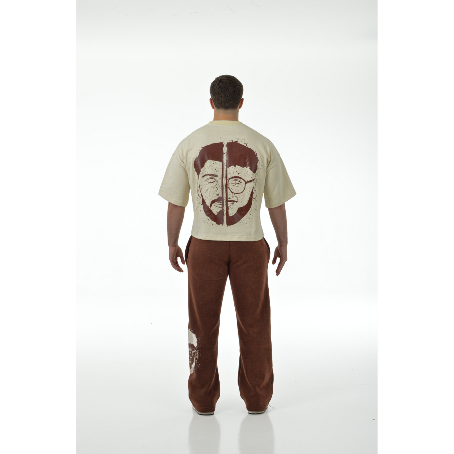 Oversized Boxy Tee “SHAPESHIFTERS” “CREME & BROWN”