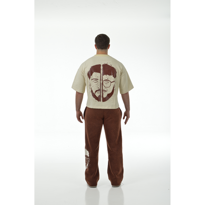 Oversized Boxy Tee “SHAPESHIFTERS” “CREME & BROWN”