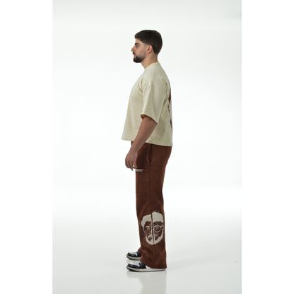 Oversized Boxy Tee “SHAPESHIFTERS” “CREME & BROWN”