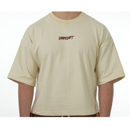Oversized Boxy Tee “SHAPESHIFTERS” “CREME & BROWN”